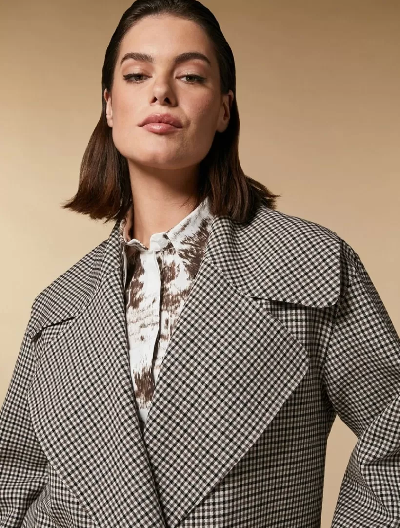 Shop Chequered Double-Faced Wool Coat Coats