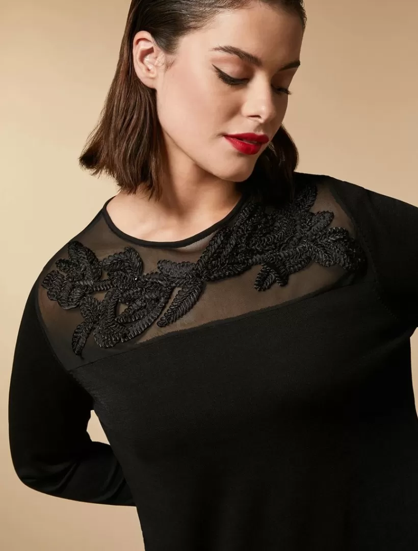 Store Embroidered Viscose And Tulle Sweater Knitwear