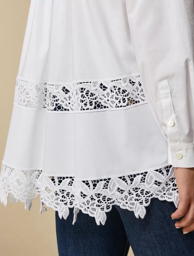 Store Lace-Adorned Poplin Shirt Blouses & Shirts