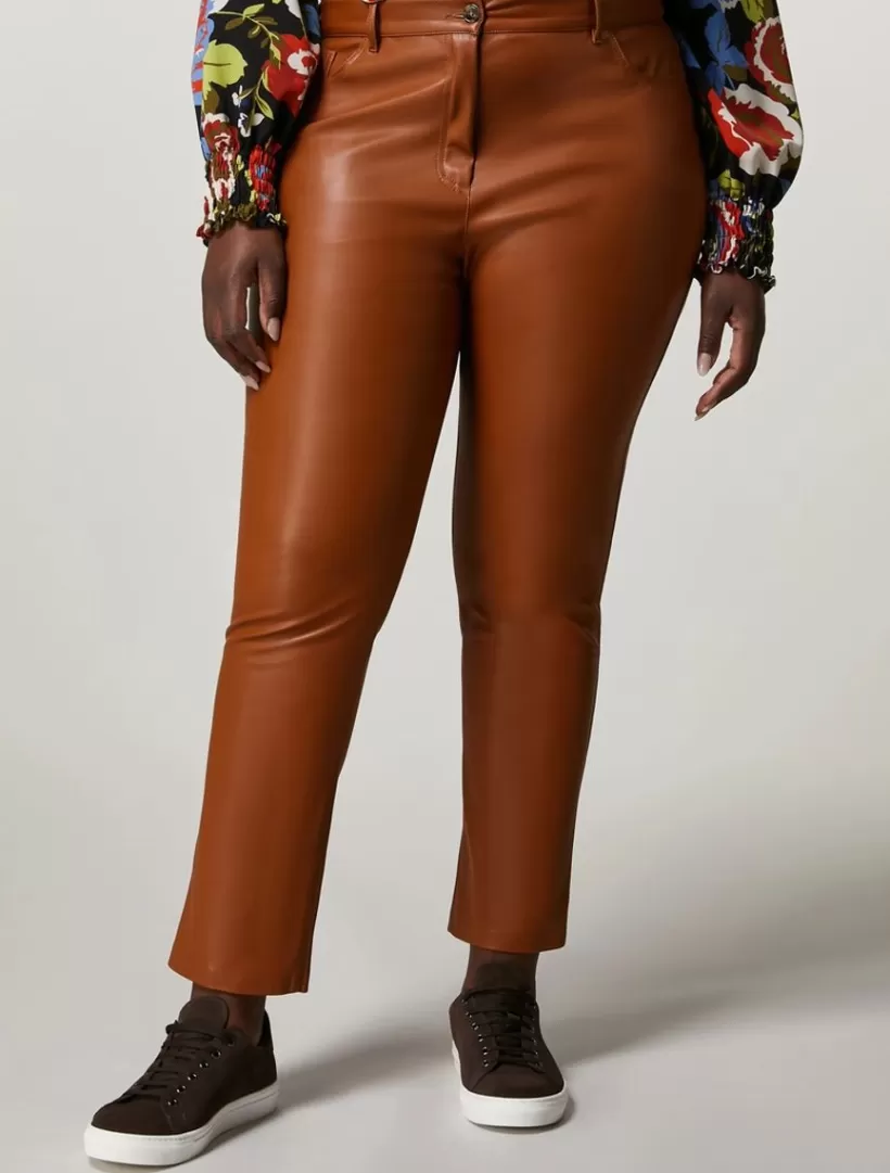 Clearance Leather-Look Fabric Trousers Trousers