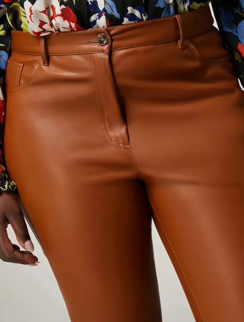 Clearance Leather-Look Fabric Trousers Trousers