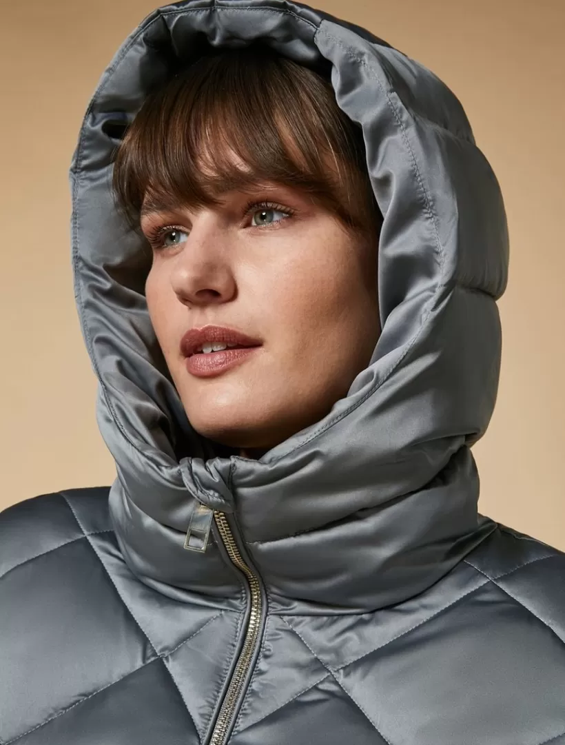 Cheap Long Padded Jacket In Water-Resistant Satin Down Jackets