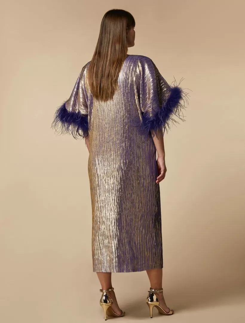 Outlet Metallic Dress With Feathers Dresses