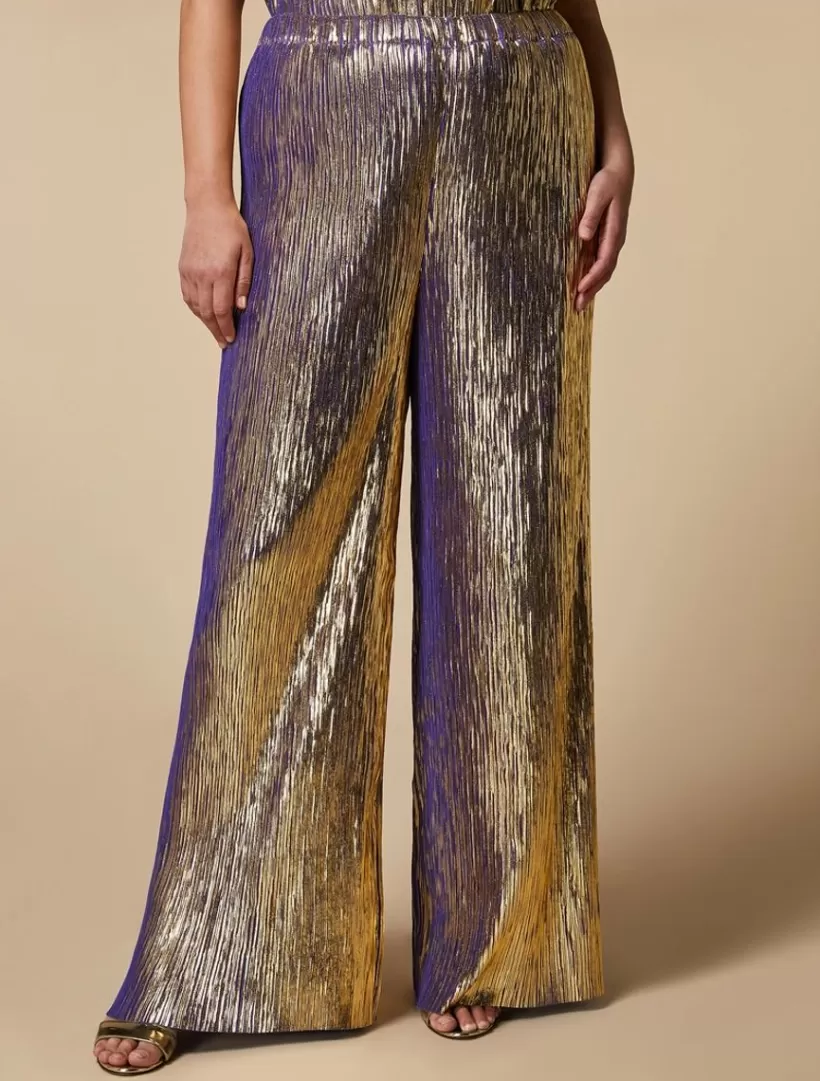 Discount Metallic Pleated Trousers Trousers