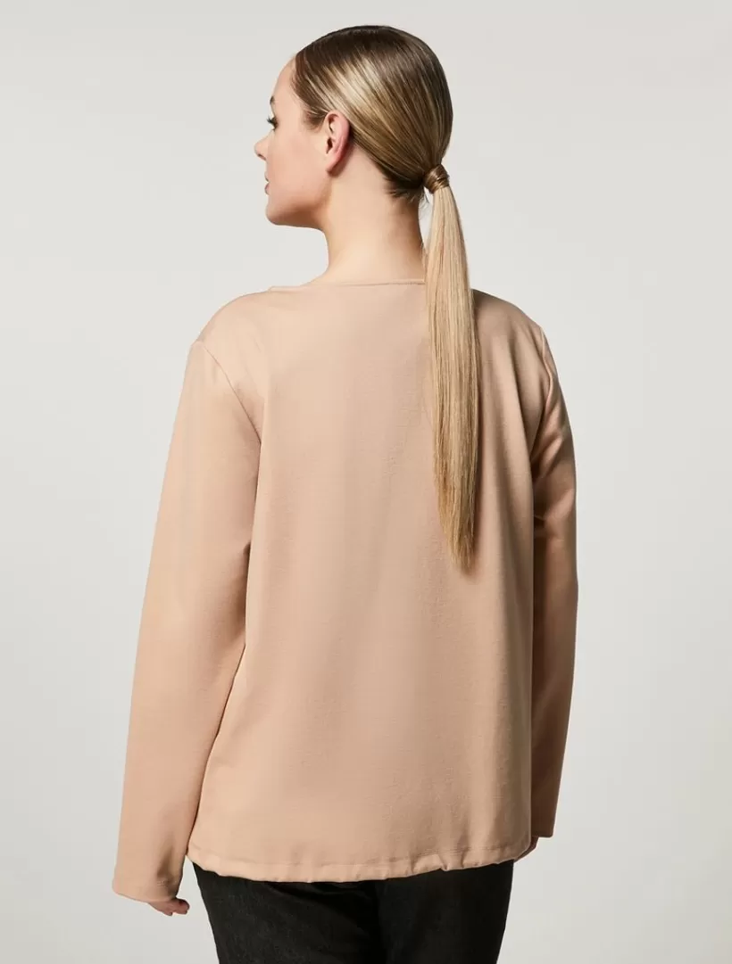 New Milano-Knit Fabric And Satin Sweatshirt Tops & T-Shirts