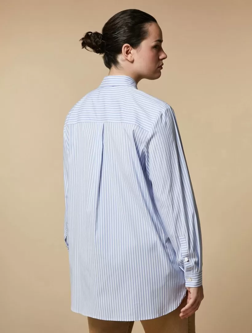 New Oversized Striped Cotton Shirt Blouses & Shirts