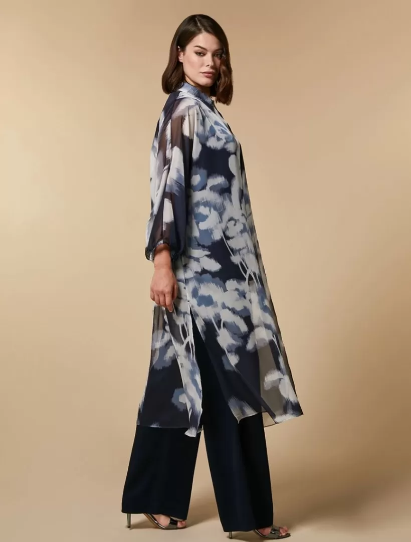 Discount Printed Chiffon Duster Coat Formalwear