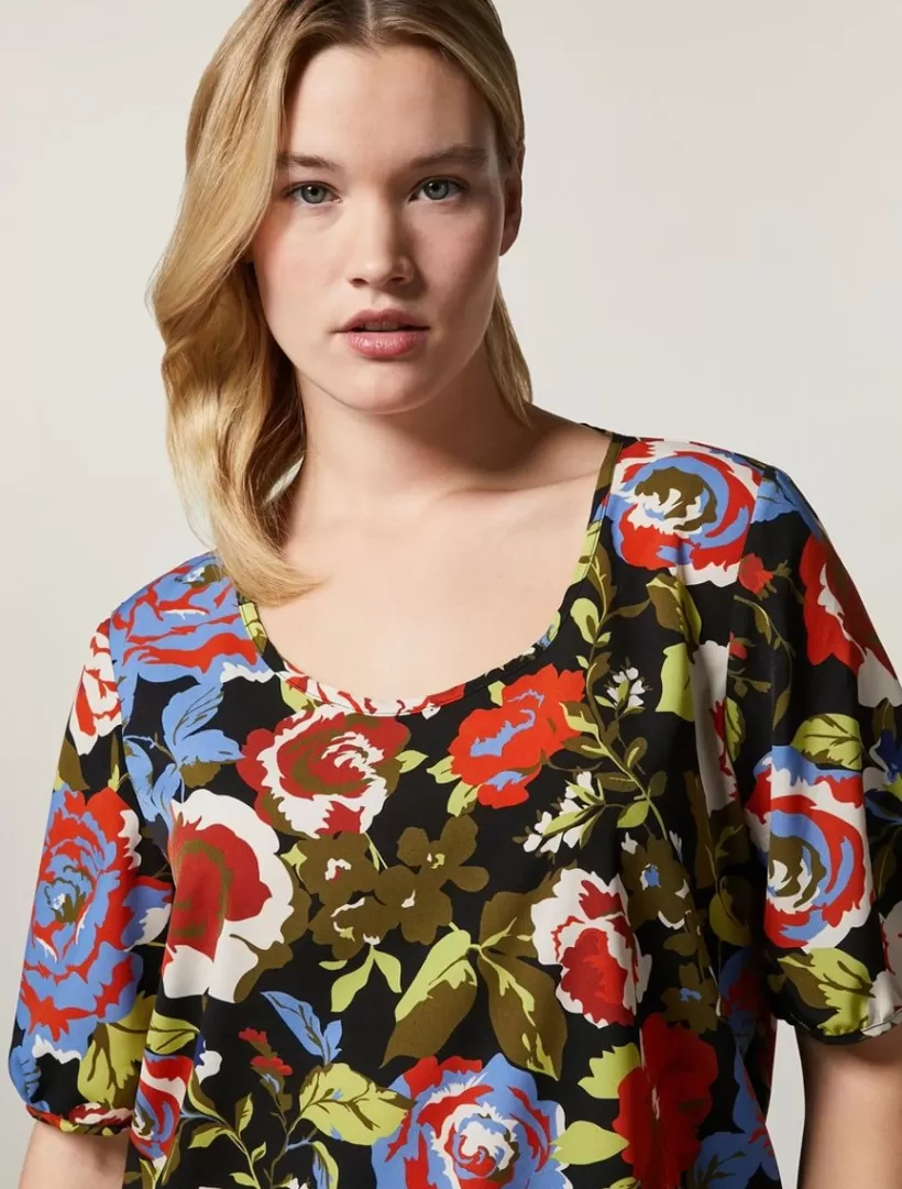 Cheap Printed Crepe De Chine Top Blouses & Shirts