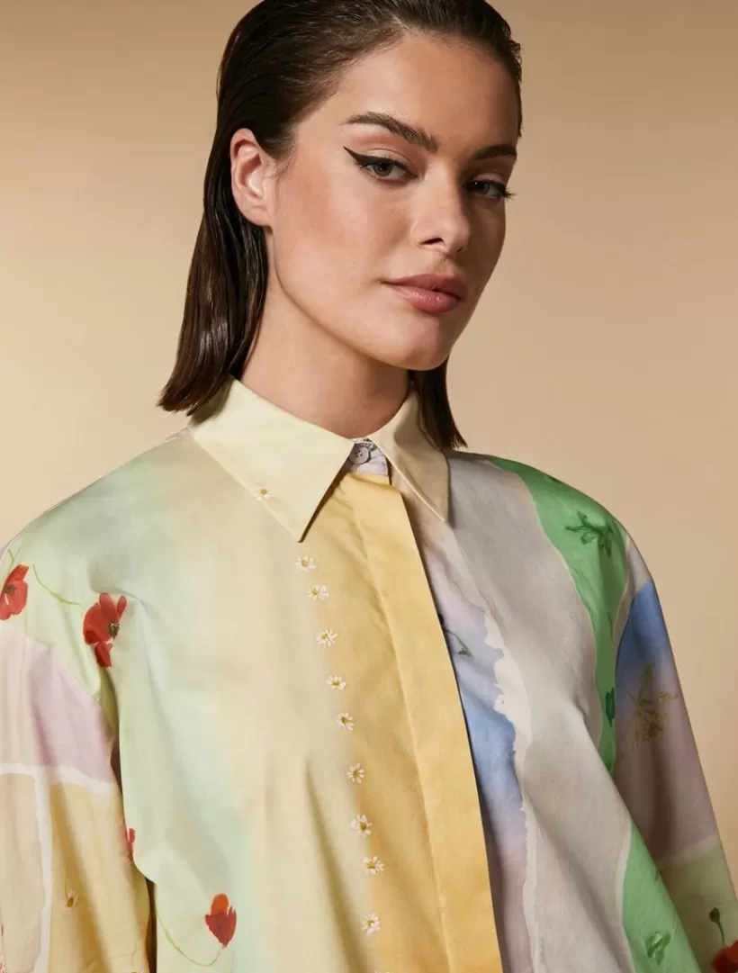 Fashion Printed Poplin Tunic Blouses & Shirts