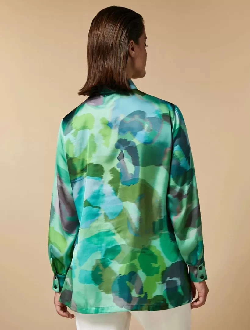 Flash Sale Printed Satin Shirt Blouses & Shirts