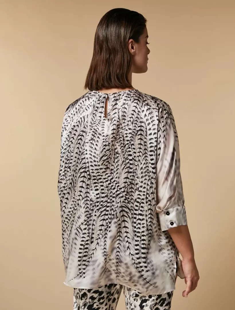 New Printed Silk Satin Blouse Blouses & Shirts