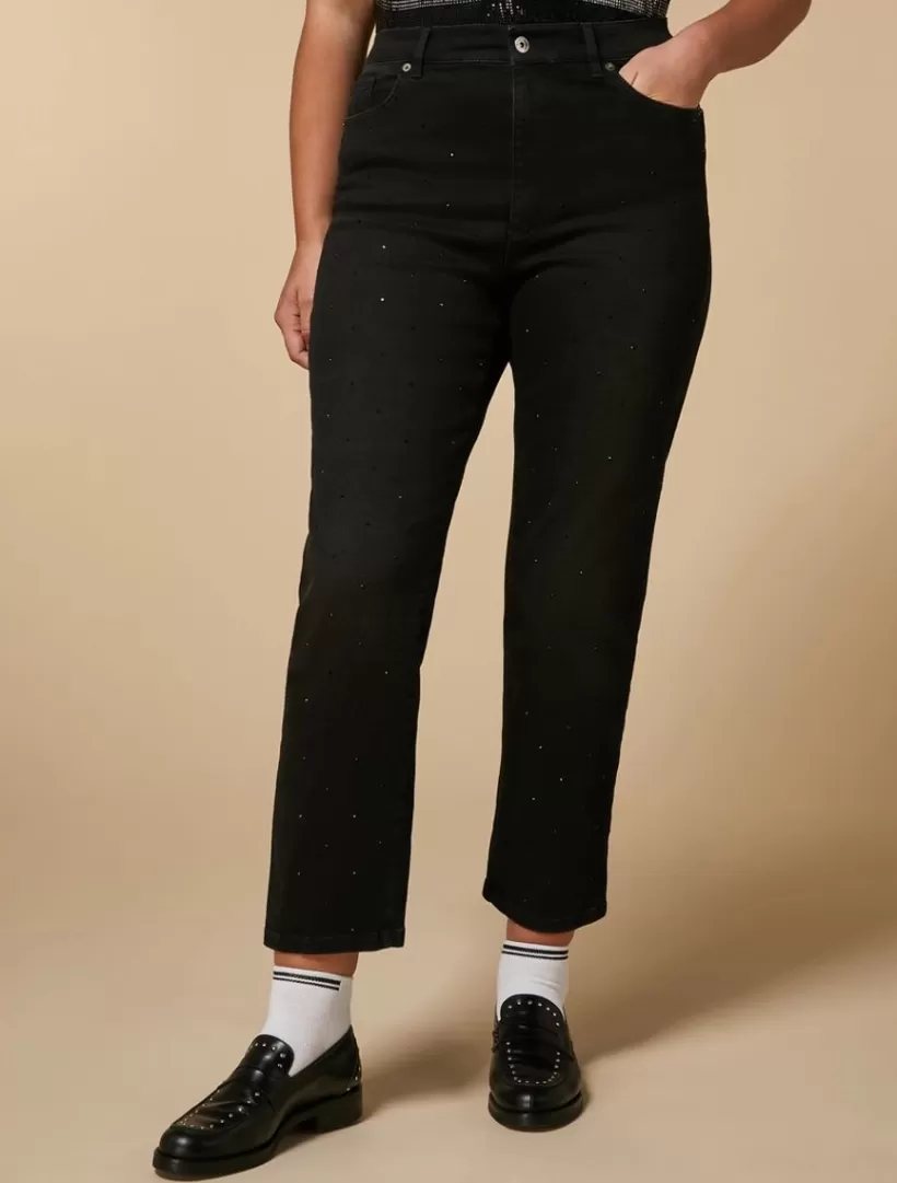 Online Regular Jeans With Rhinestones Trousers