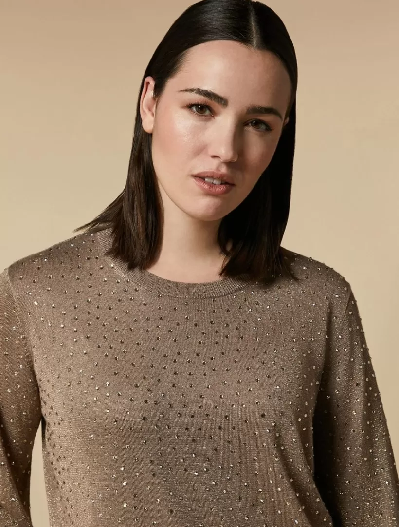 Discount Rhinestone-Adorned Viscose Sweater Knitwear