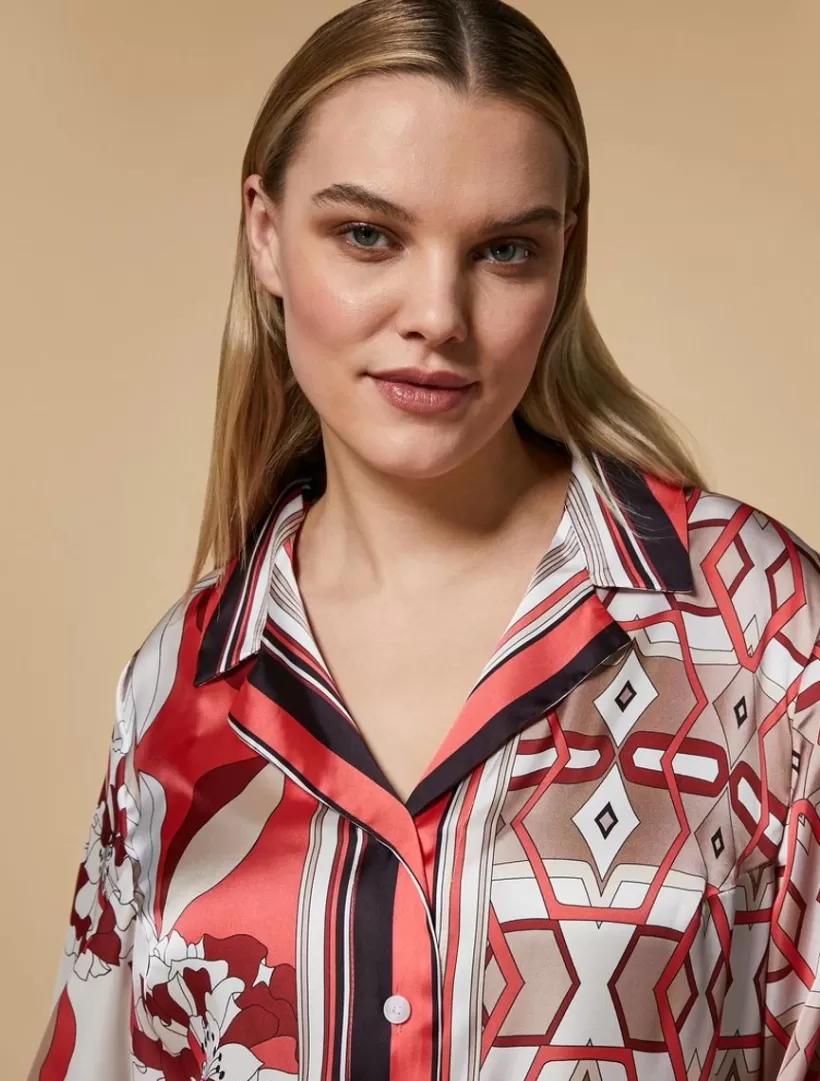 Discount Satin Print Shirt Blouses & Shirts