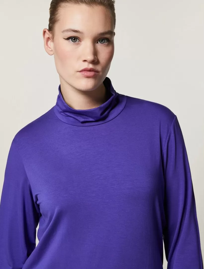 Cheap Viscose Jersey Polo-Neck Sweater Tops & T-Shirts