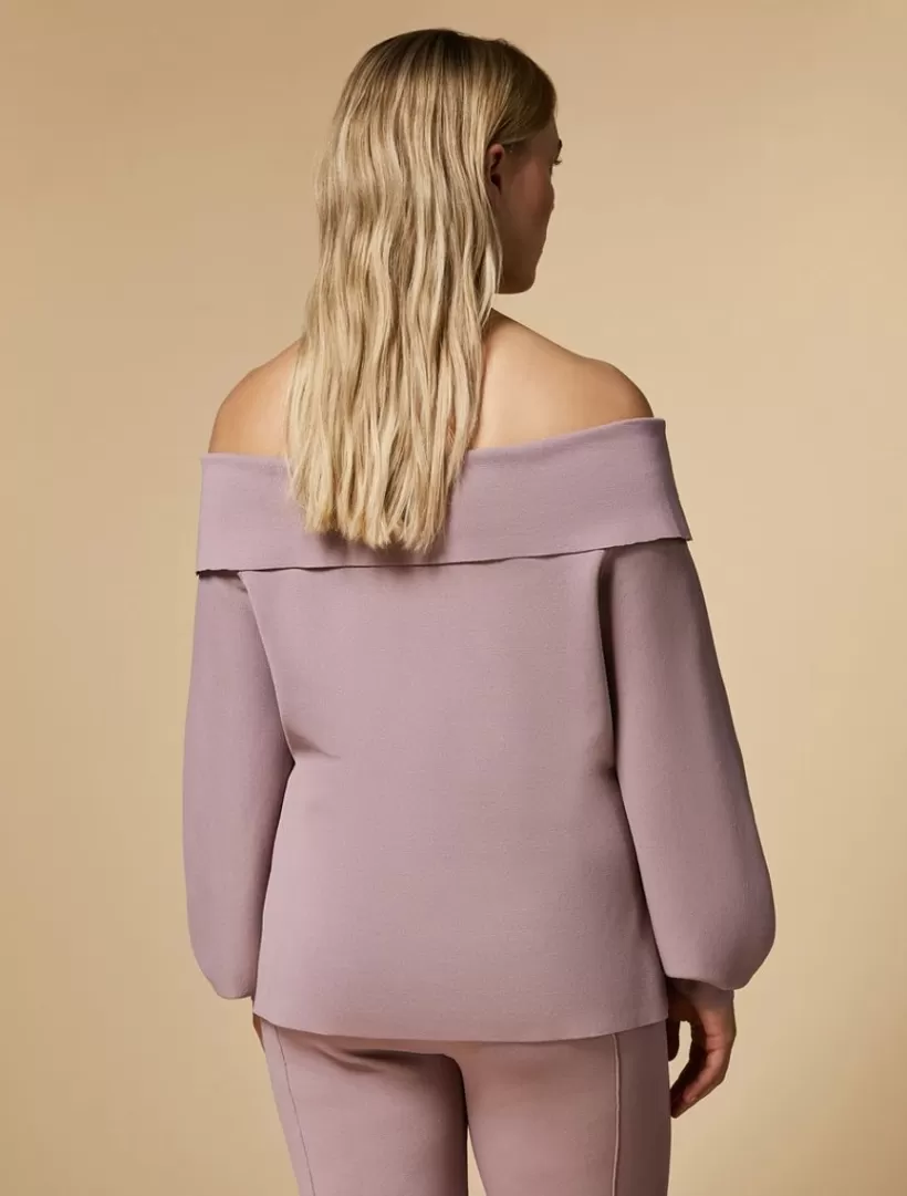 Hot Viscose Off-The-Shoulder Sweater Knitwear